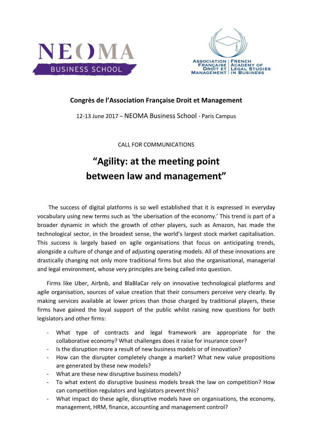 “Agility: at the Meeting Point Between Law and Management”