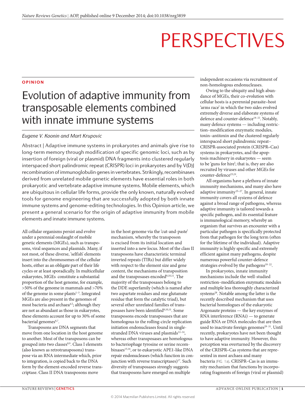 Evolution of Adaptive Immunity from Transposable