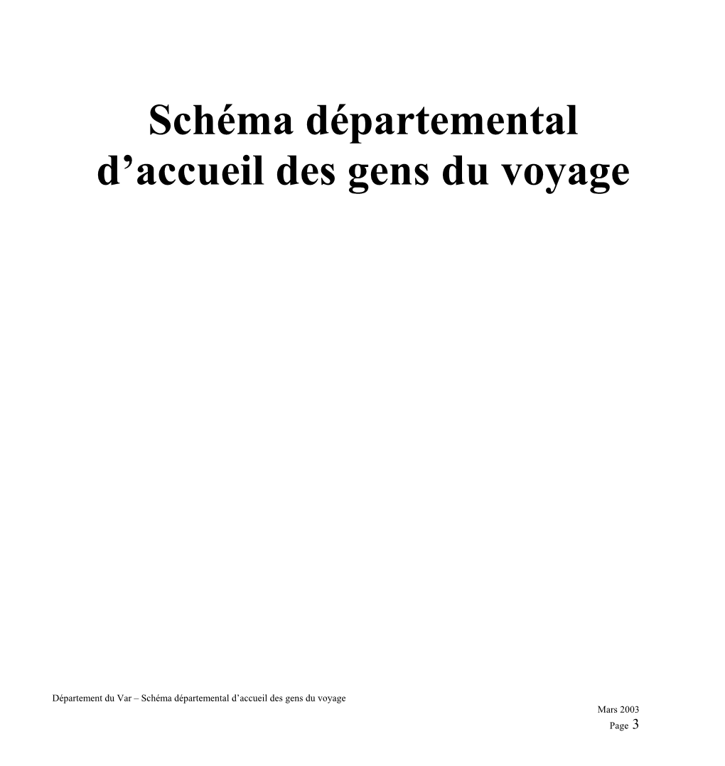 Schéma Départemental D'accueil Des Gens Du Voyage