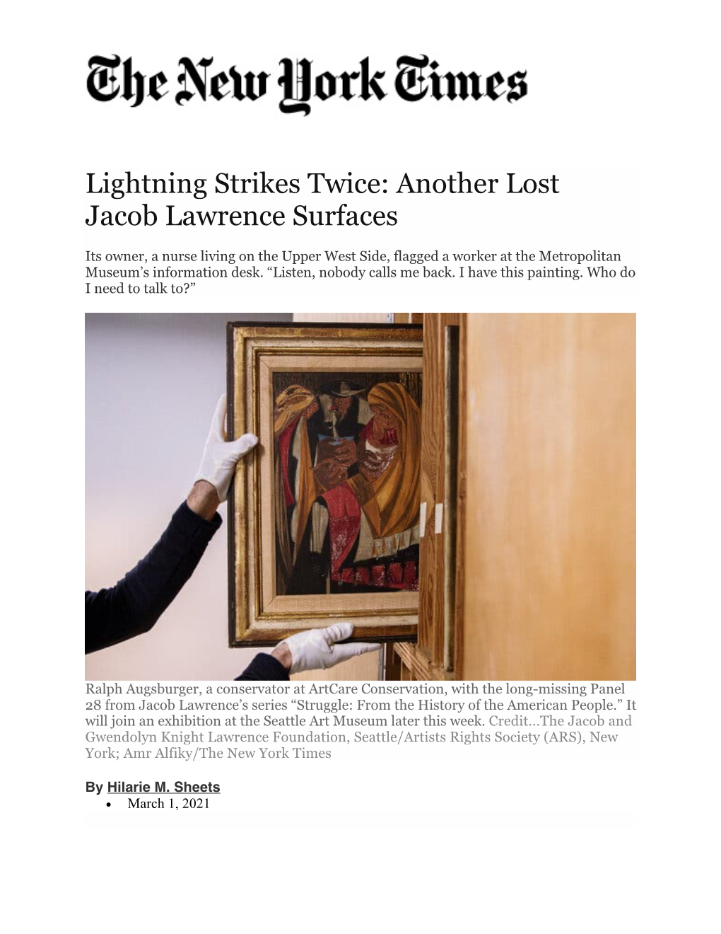 Lightning Strikes Twice: Another Lost Jacob Lawrence Surfaces
