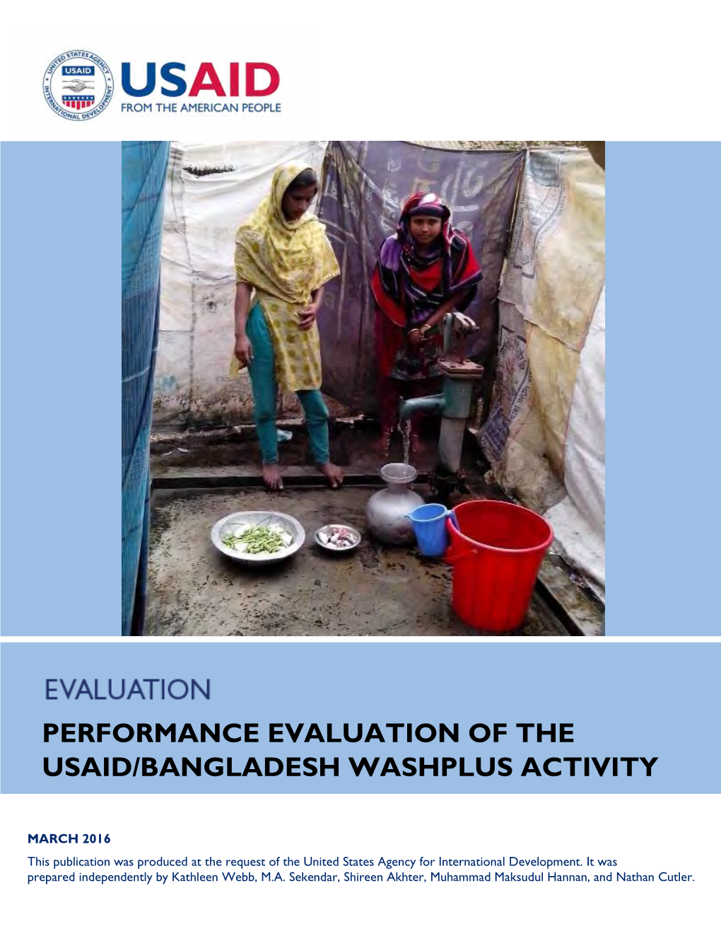 Performance Evaluation of the Usaid/Bangladesh Washplus Activity