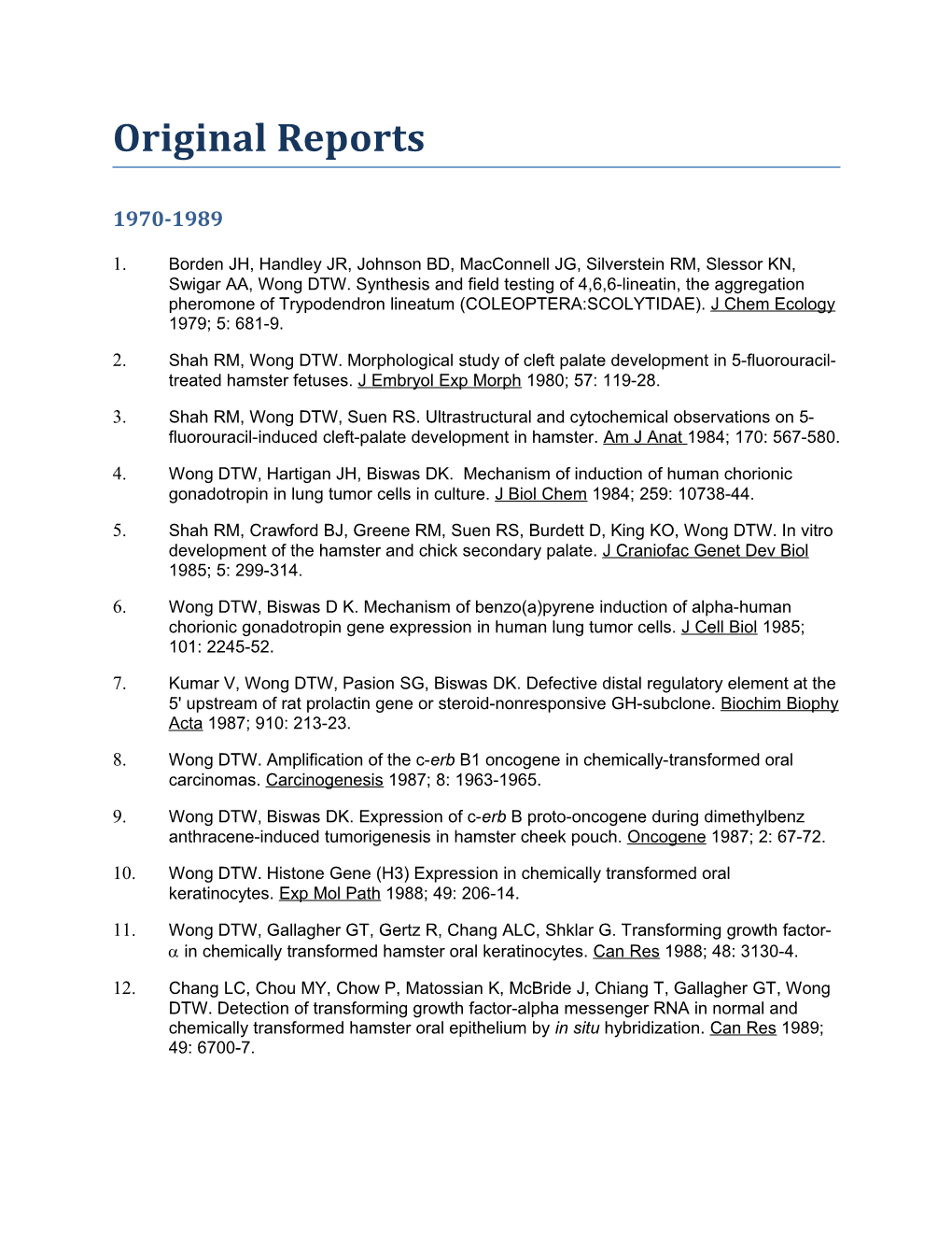 Original Reports