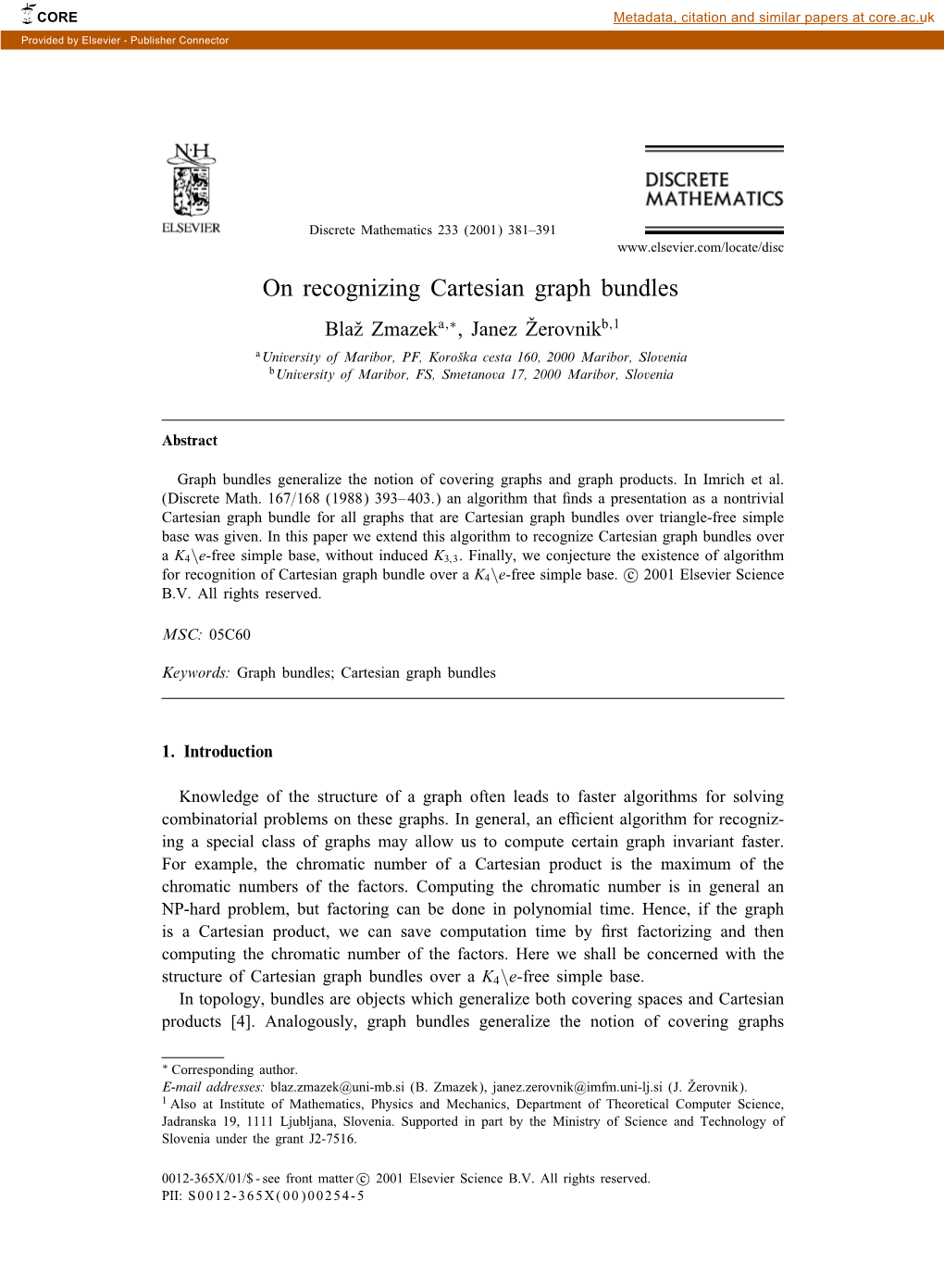 On Recognizing Cartesian Graph Bundles