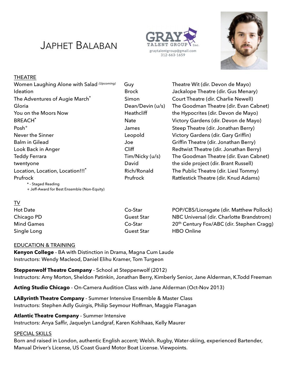 Japhet Balaban Resume W/Picture 8.18