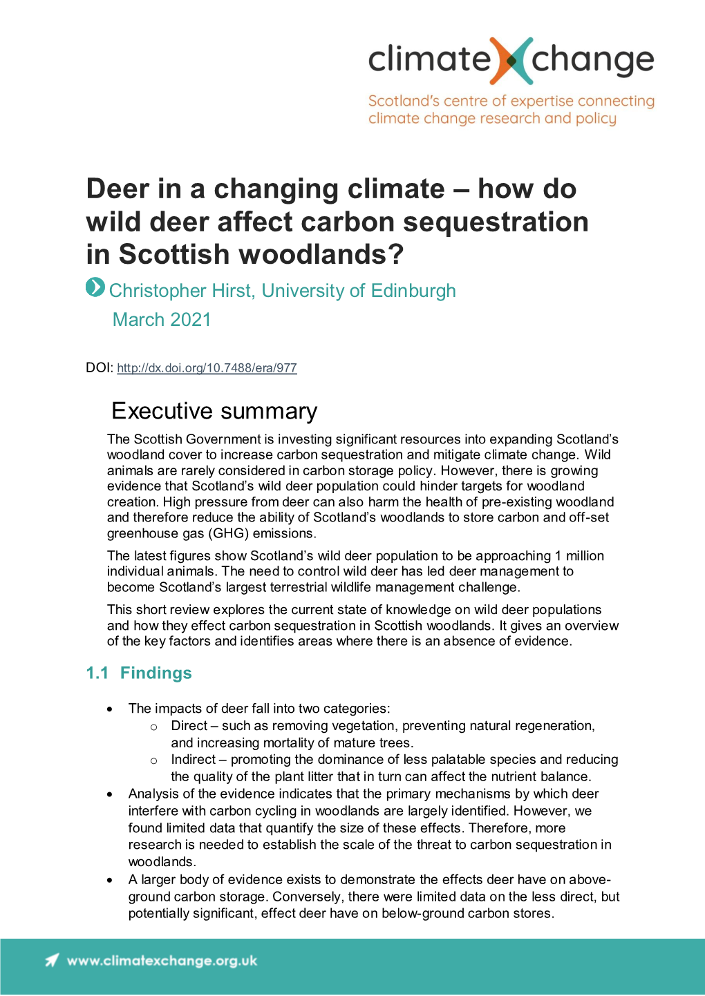 Wild Deer and Climate Change in Scottish