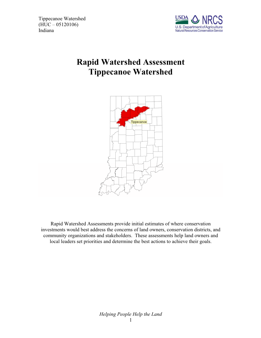 Tippecanoe Watershed (HUC – 05120106) Indiana