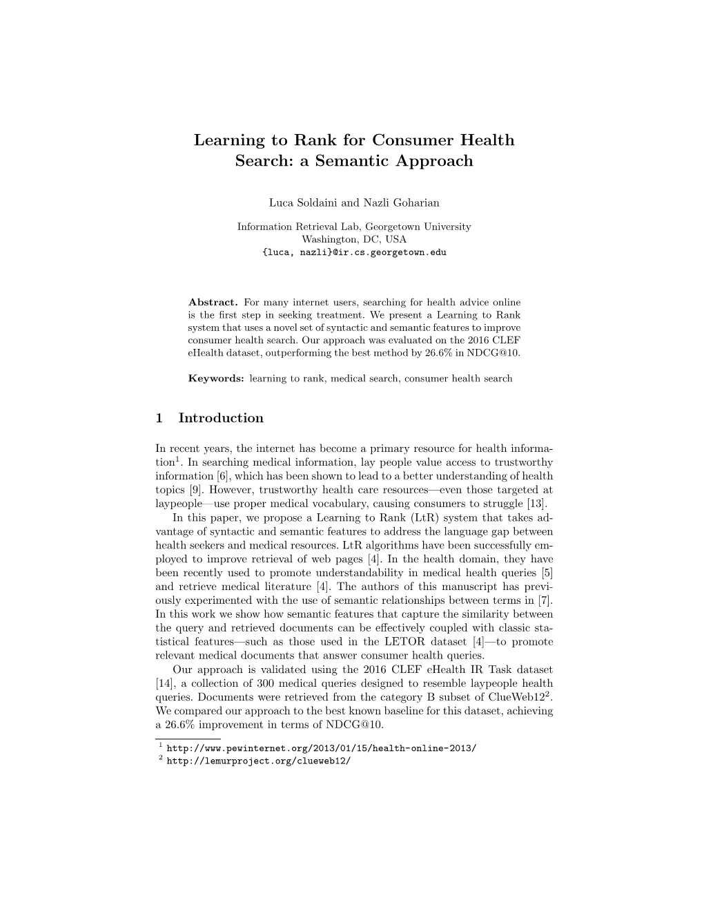 Learning to Rank for Consumer Health Search: a Semantic Approach