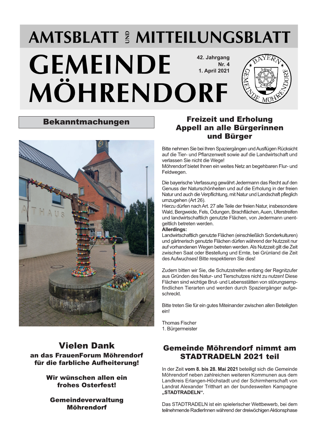 Vielen Dank Gemeinde Möhrendorf Nimmt Am an Das Frauenforum Möhrendorf STADTRADELN 2021 Teil Für Die Farbliche Aufheiterung! in Der Zeit Vom 8