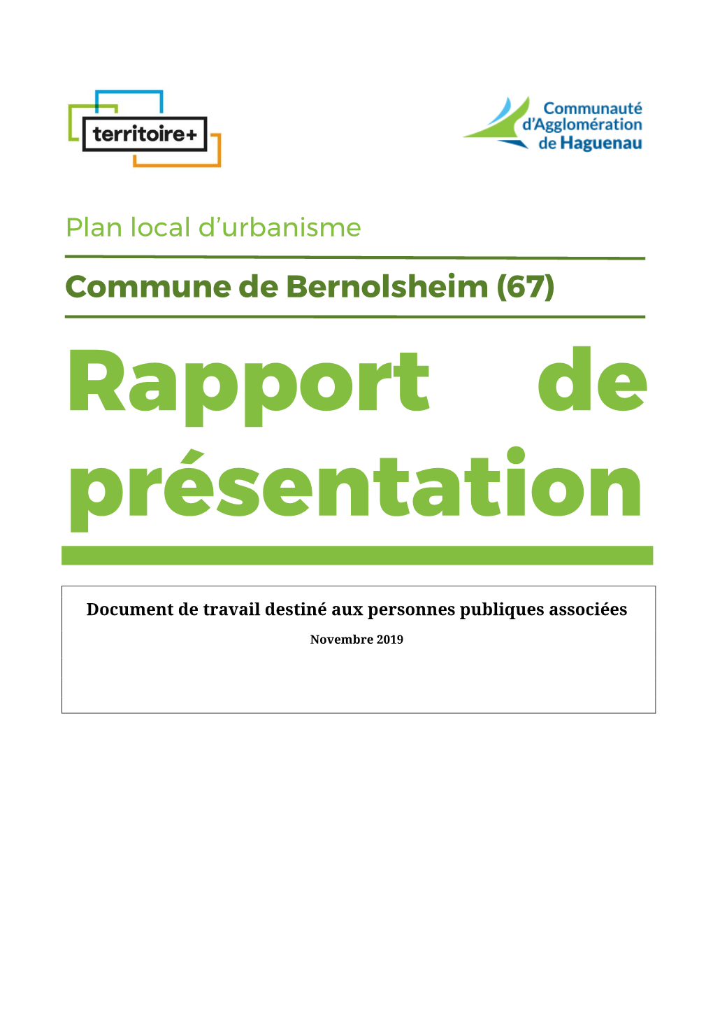 Commune De Bernolsheim (67) Rapport De Présentation