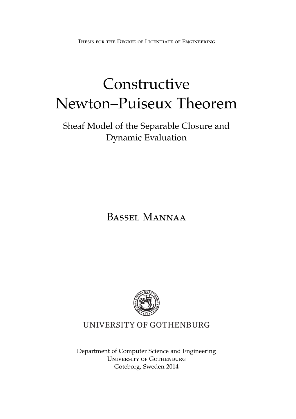 Constructive Newton–Puiseux Theorem