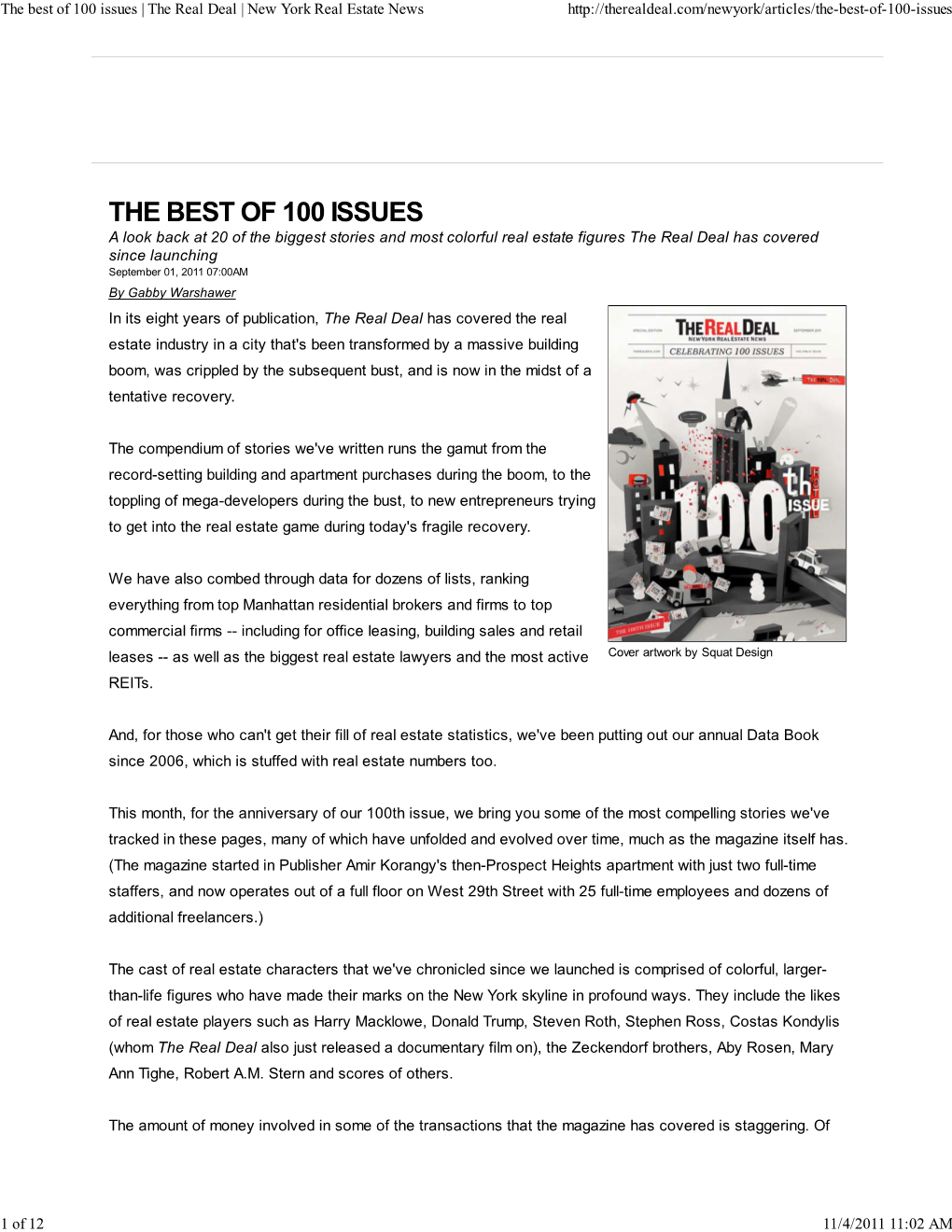 The Best of 100 Issues | the Real Deal | New York Real Estate News