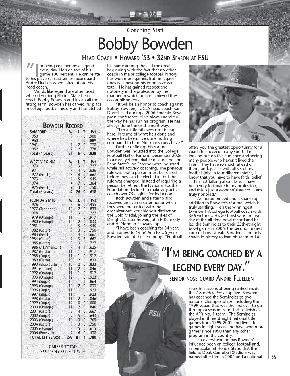 Head Coach Bobby Bowden