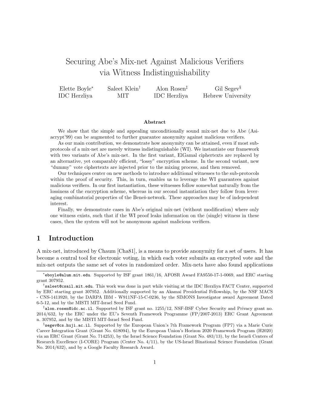 Securing Abe's Mix-Net Against Malicious Verifiers Via Witness