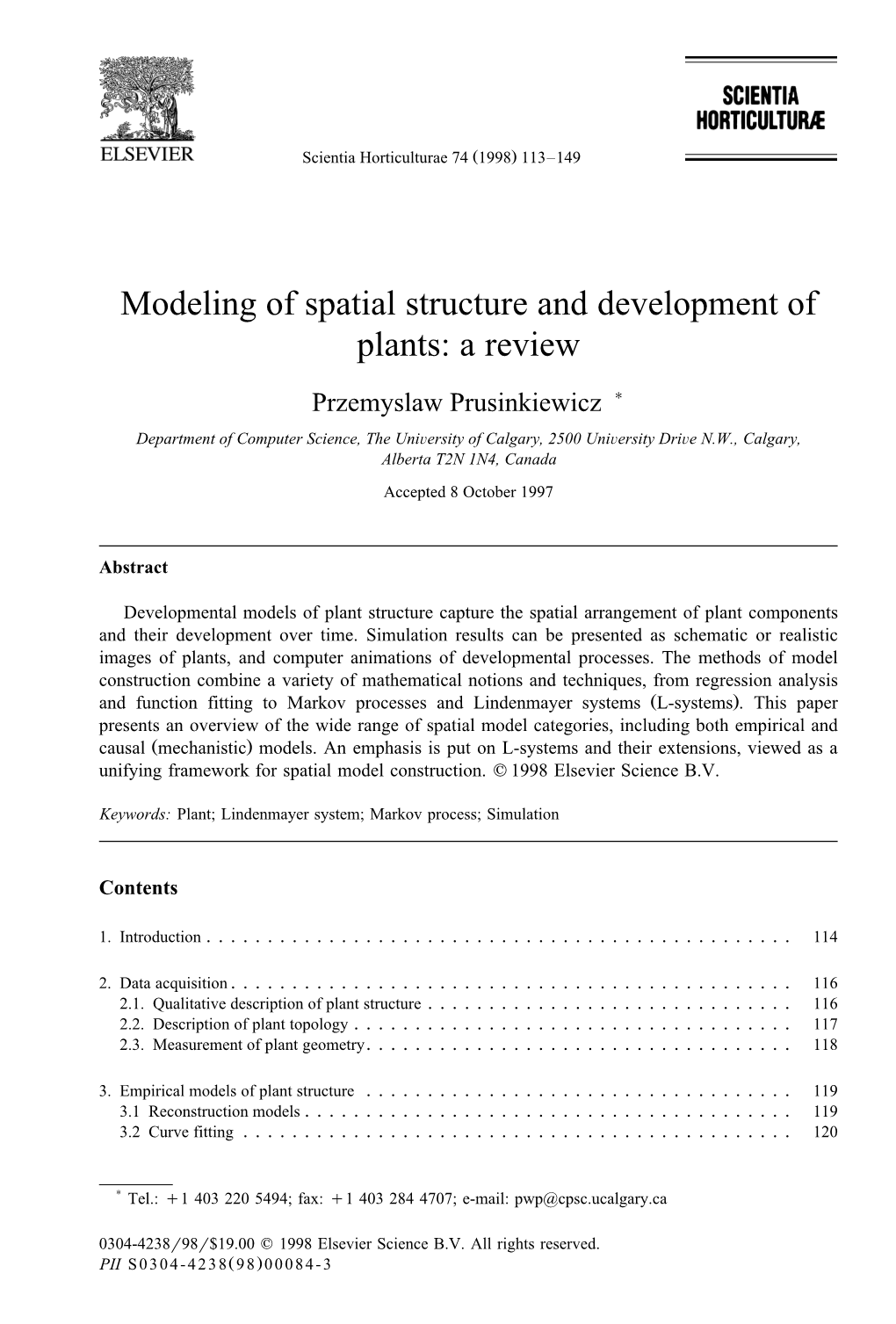 Modeling of Spatial Structure and Development of Plants: a Review