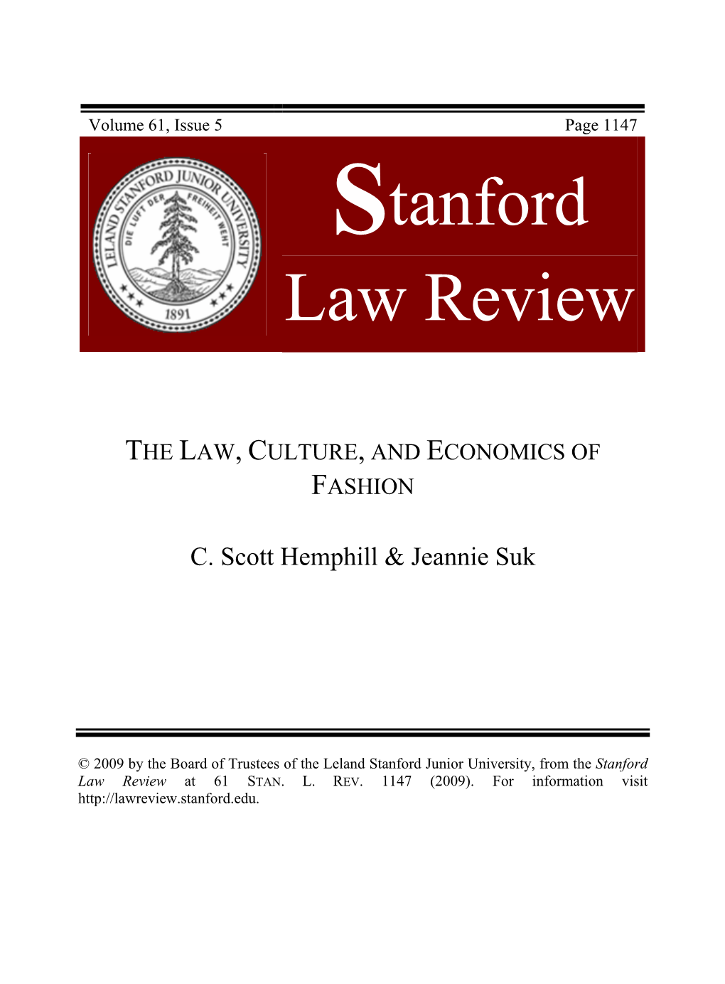 The Law, Culture and Economics of Fashion