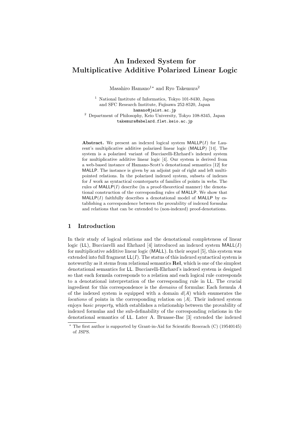 An Indexed System for Multiplicative Additive Polarized Linear Logic