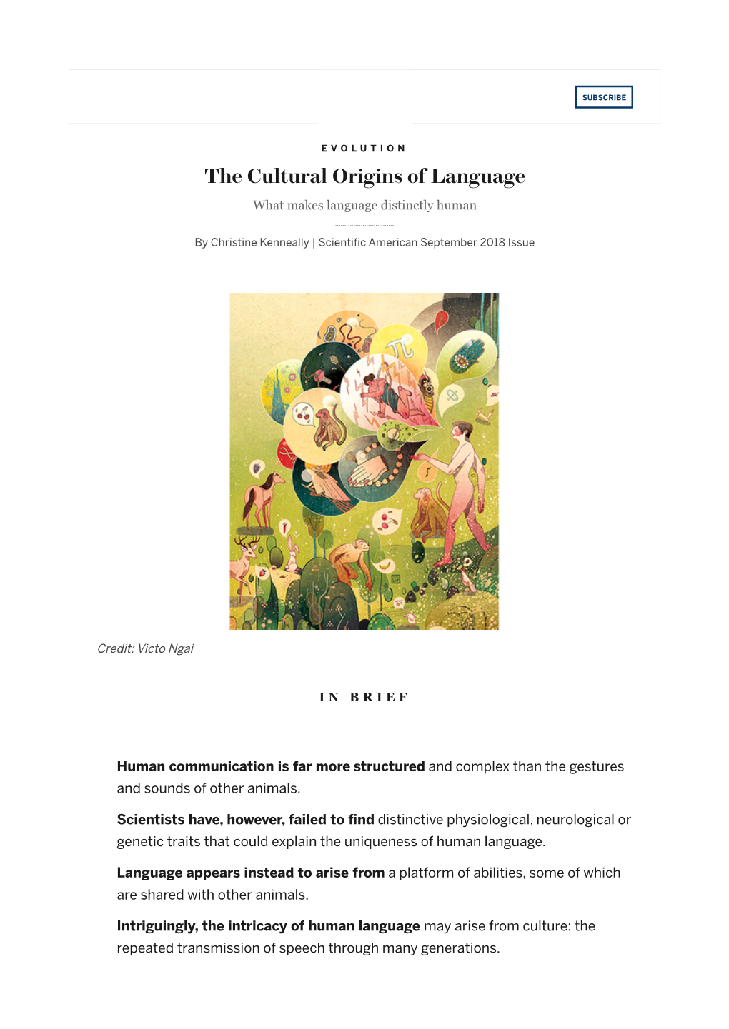 The Cultural Origins of Language What Makes Language Distinctly Human