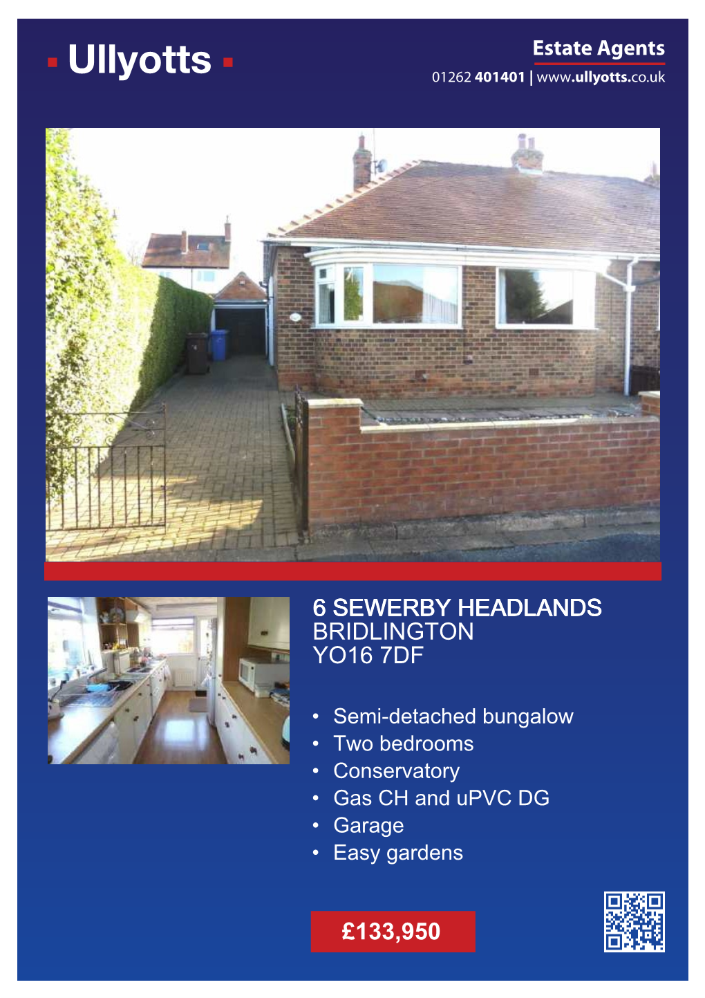 £133,950 6 Sewerby Headlands Bridlington Yo16