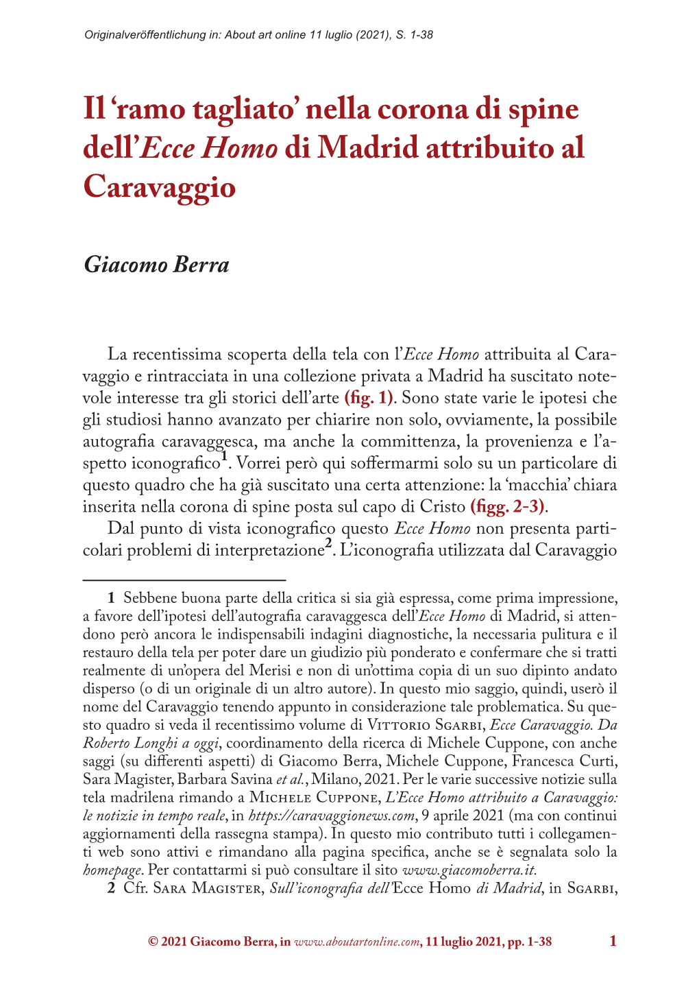 Il 'Ramo Tagliato' Nella Corona Di Spine Dell'ecce Homo Di Madrid Attribuito