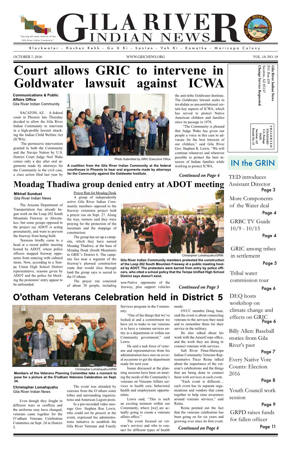 Court Allows GRIC to Intervene in Goldwater Lawsuit Against ICWA Communications & Public the Anti-Tribe Goldwater Institute