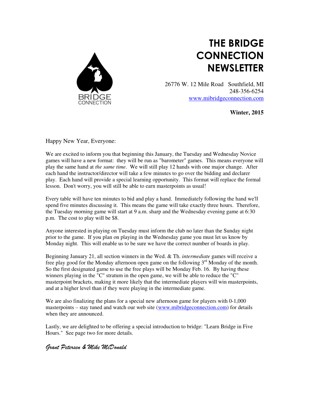 The Bridge Connection Newsletter