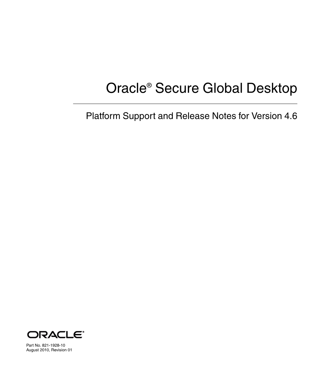 Oracle Secure Global Desktop 4.6 Platform Support and Release Notes