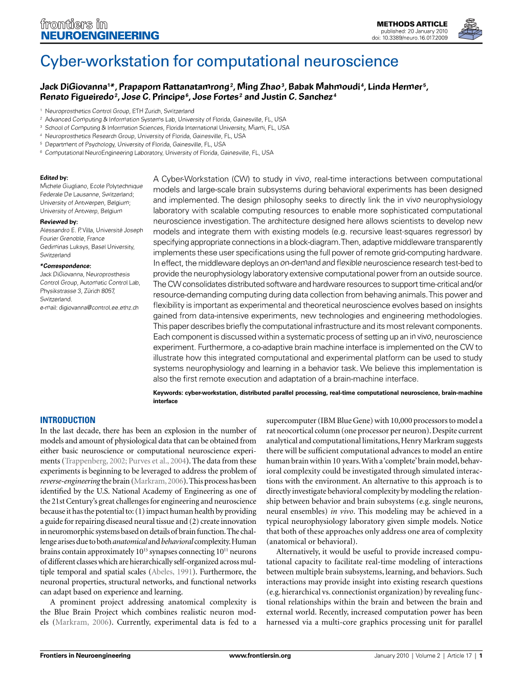 Cyber-Workstation for Computational Neuroscience