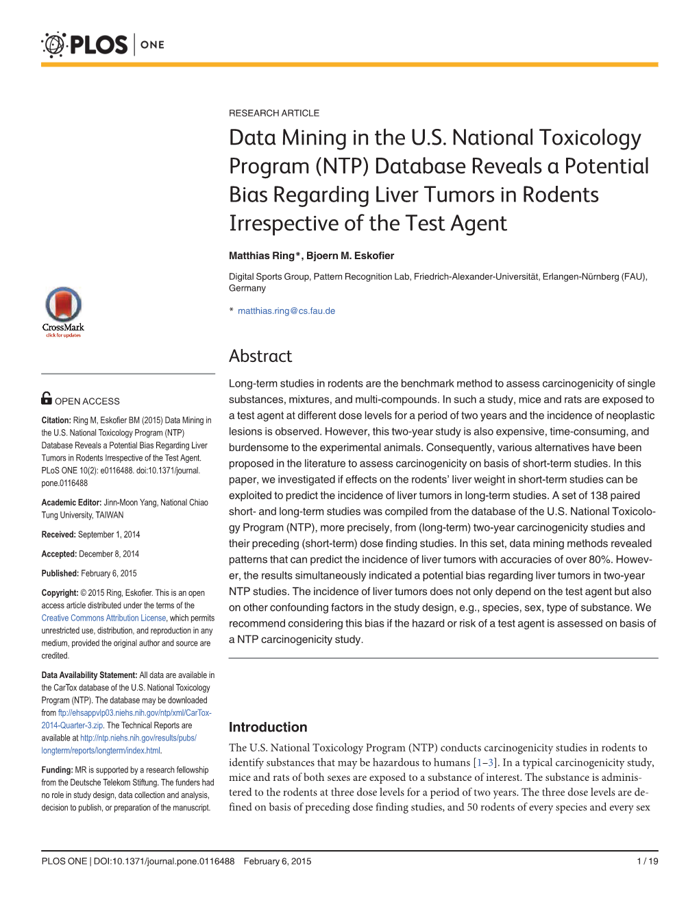 Data Mining in the US National Toxicology Program (NTP