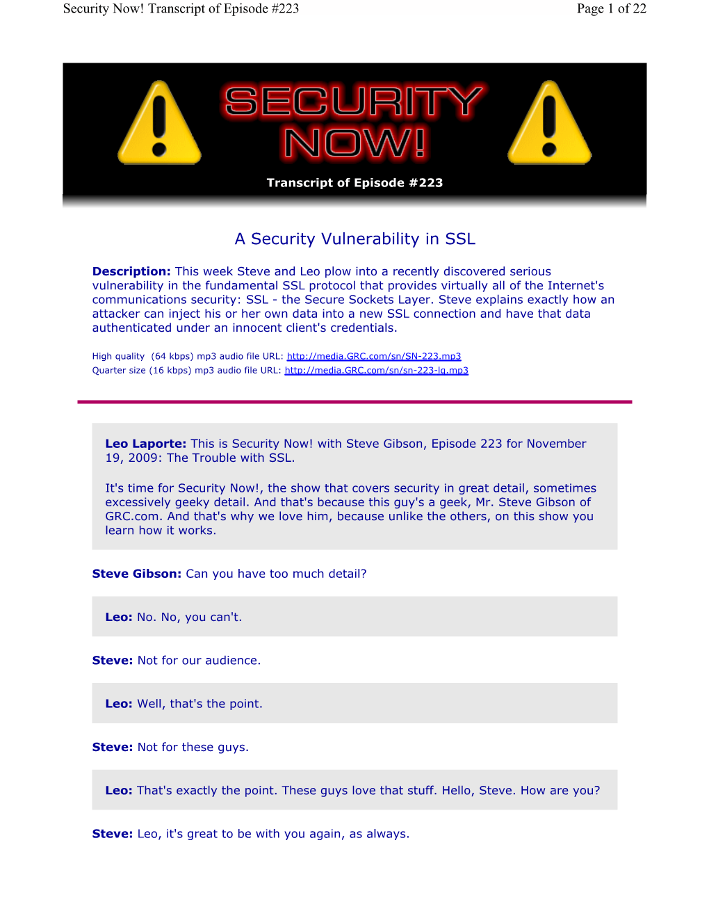 A Security Vulnerability in SSL