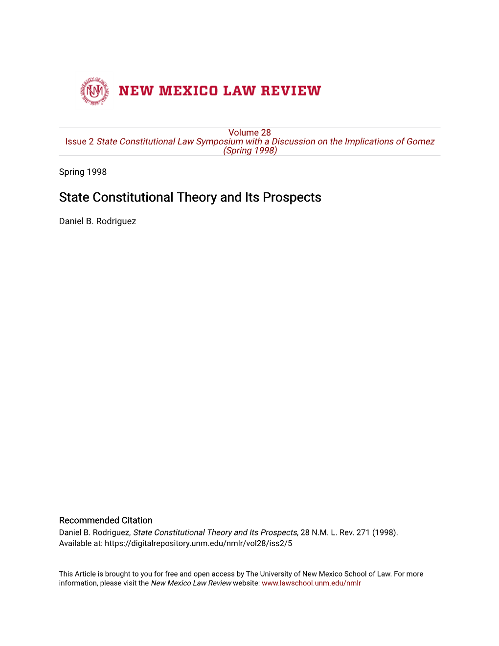 State Constitutional Theory and Its Prospects
