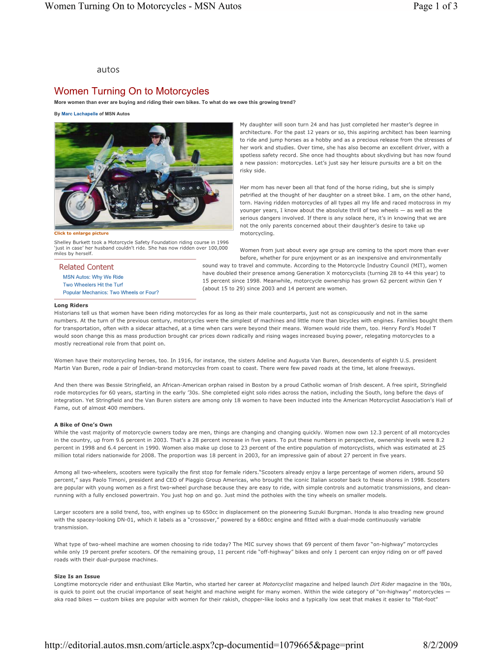 Women Turning on to Motorcycles Page 1 of 3 Women Turning on To