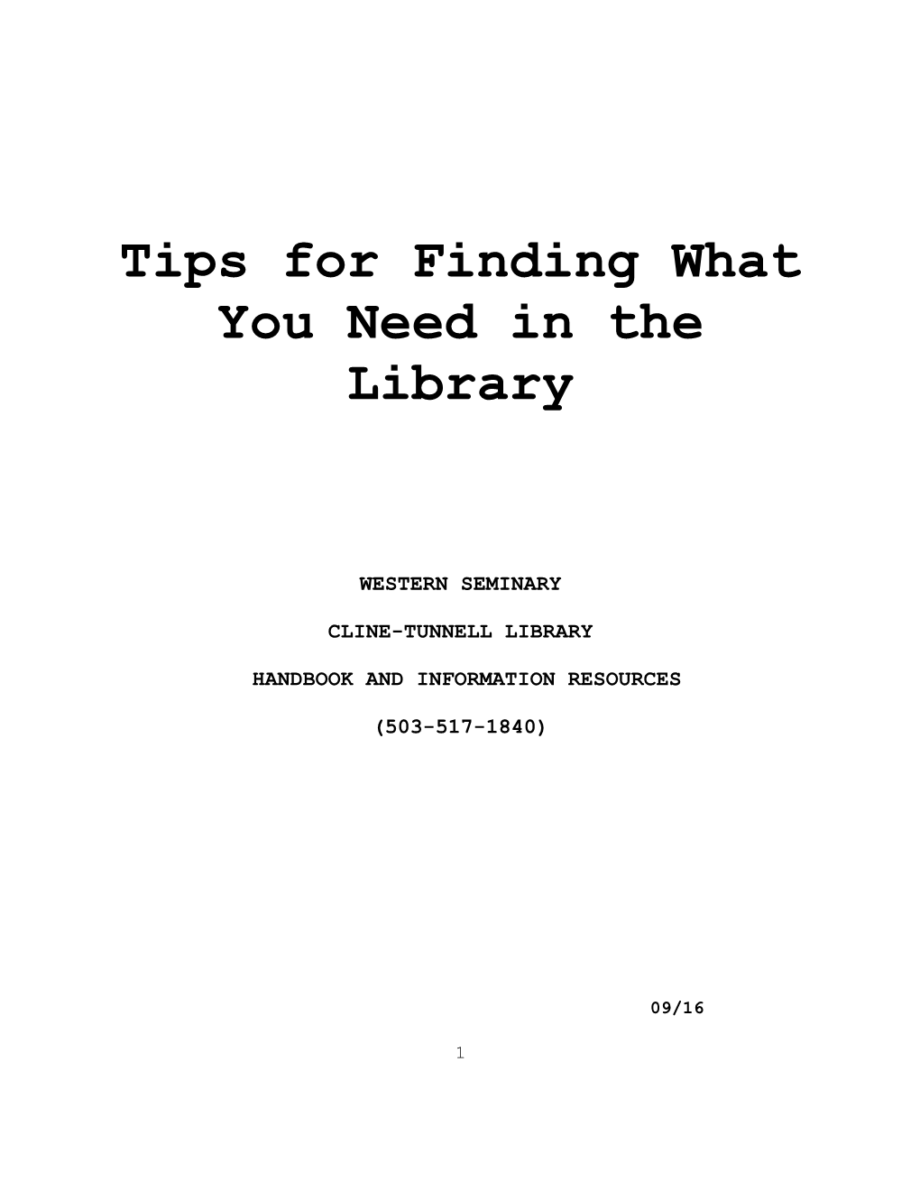 Tips for Finding What You Need in the Library