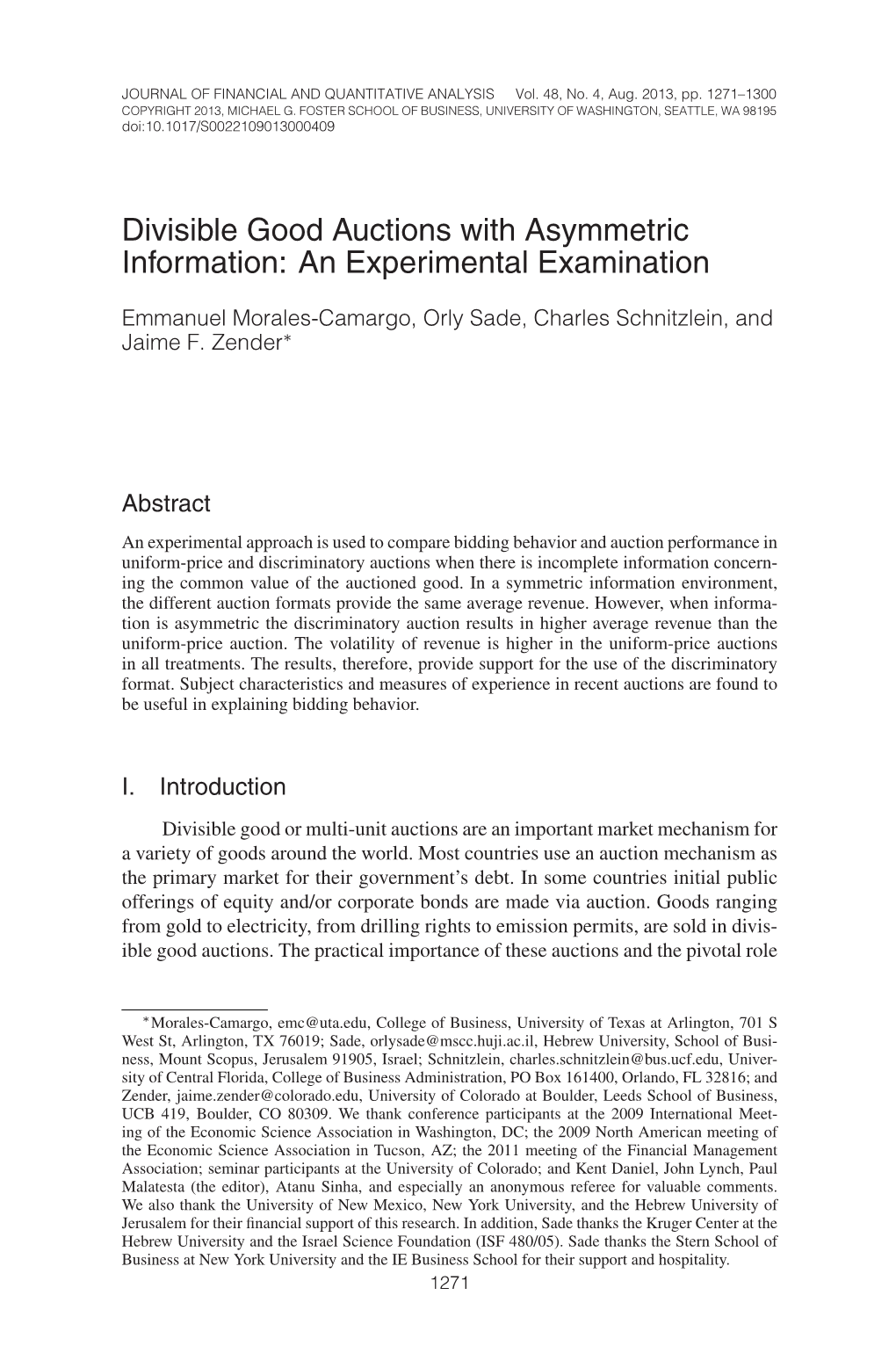Divisible Good Auctions with Asymmetric Information: an Experimental Examination