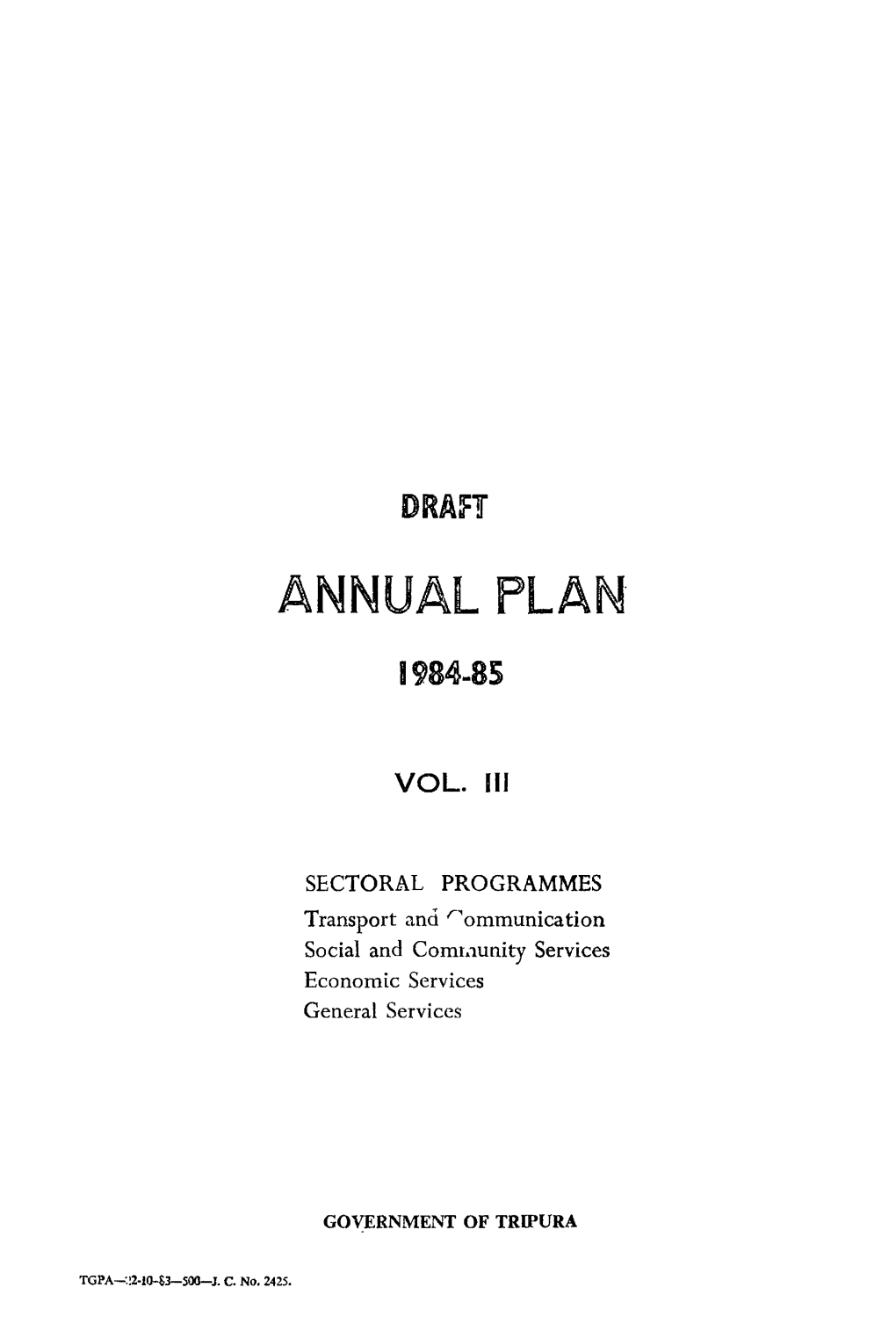 DRAFT ANNUAL PLAN 1984-85- VOL-III-D01274.Pdf