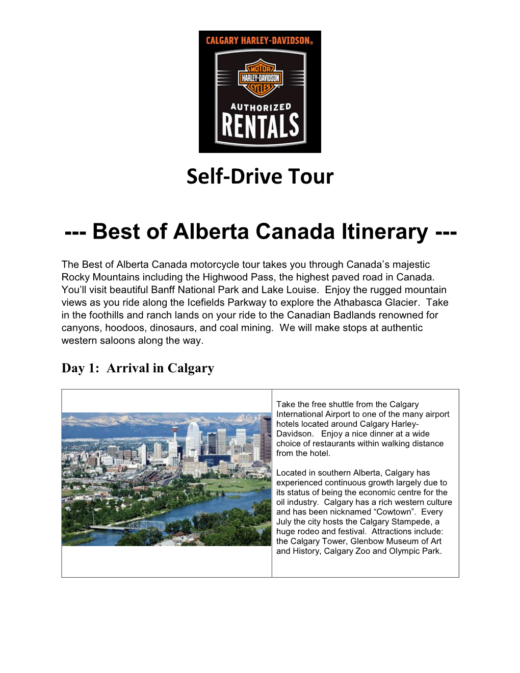 Best of Alberta Canada Itinerary (Pdf)