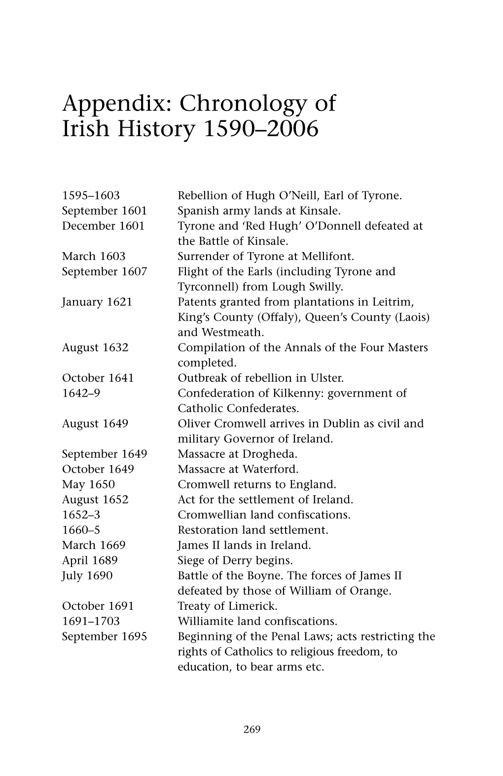 Appendix: Chronology of Irish History 1590–2006