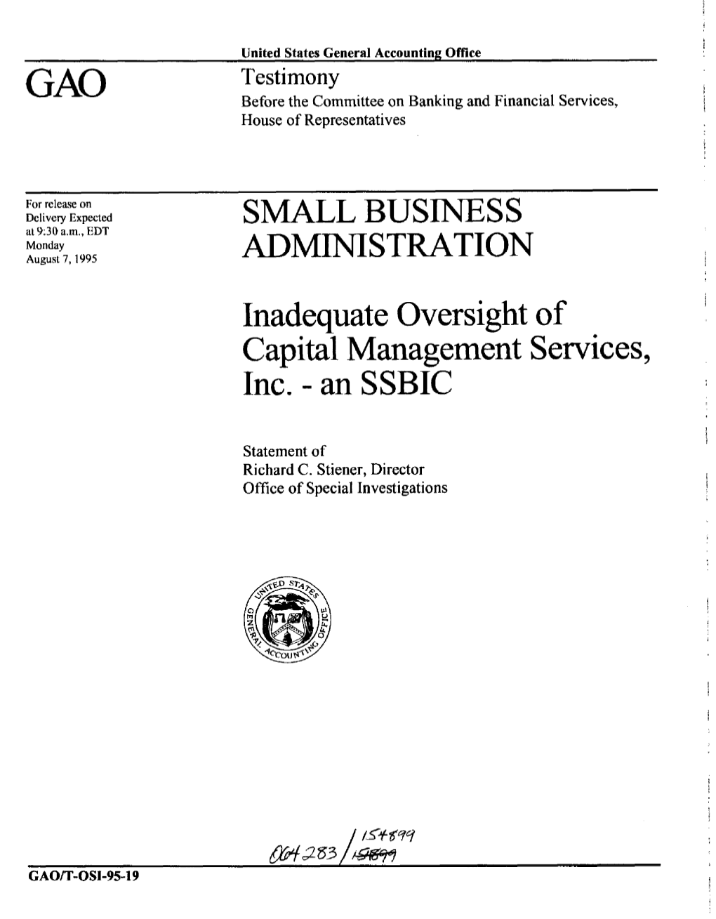 T-OSI-95-19 Small Business Administration: Inadequate