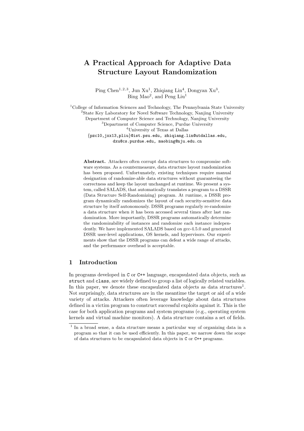 A Practical Approach for Adaptive Data Structure Layout Randomization