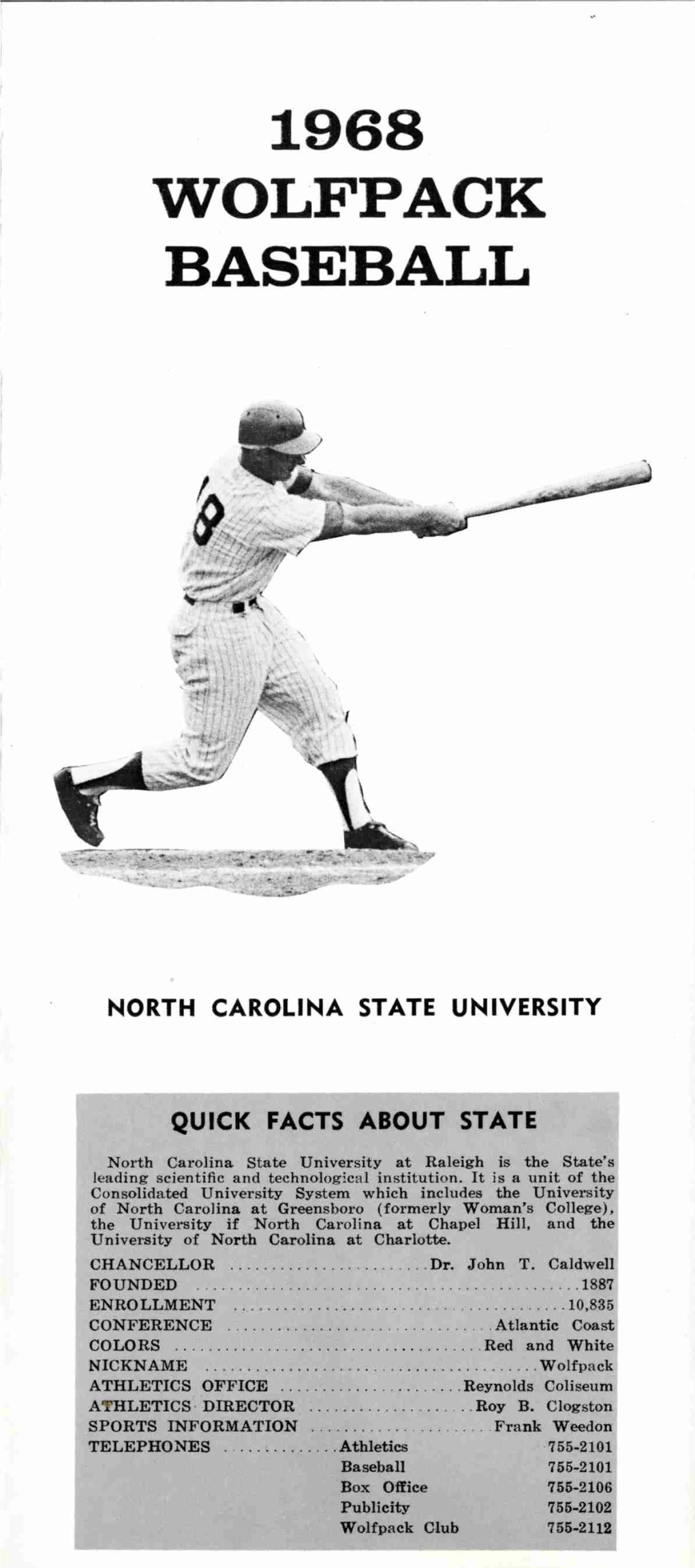 1968 Wolfpack Baseball North Carolina State University
