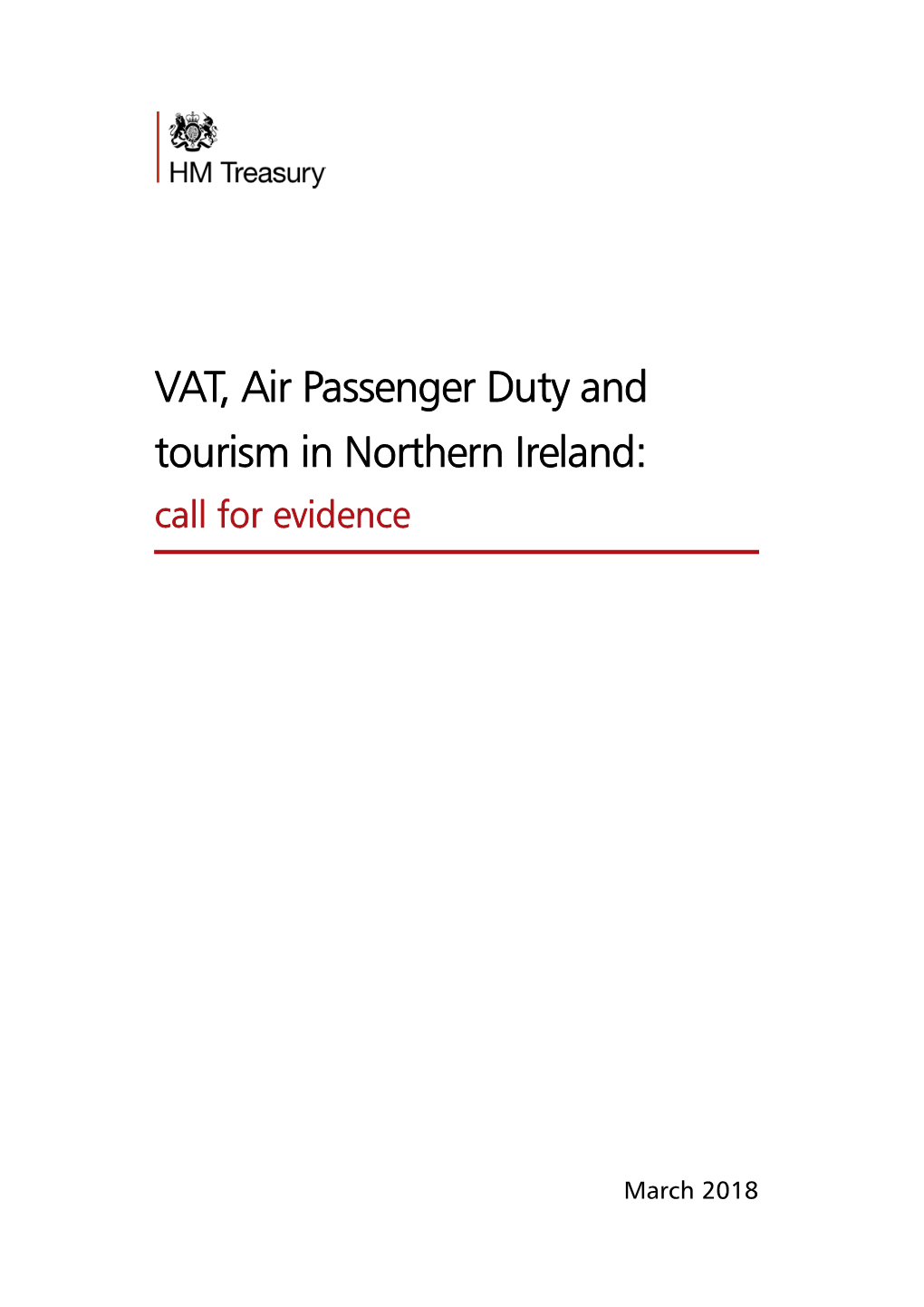 VAT, Air Passenger Duty and Tourism in Northern Ireland: Call for Evidence