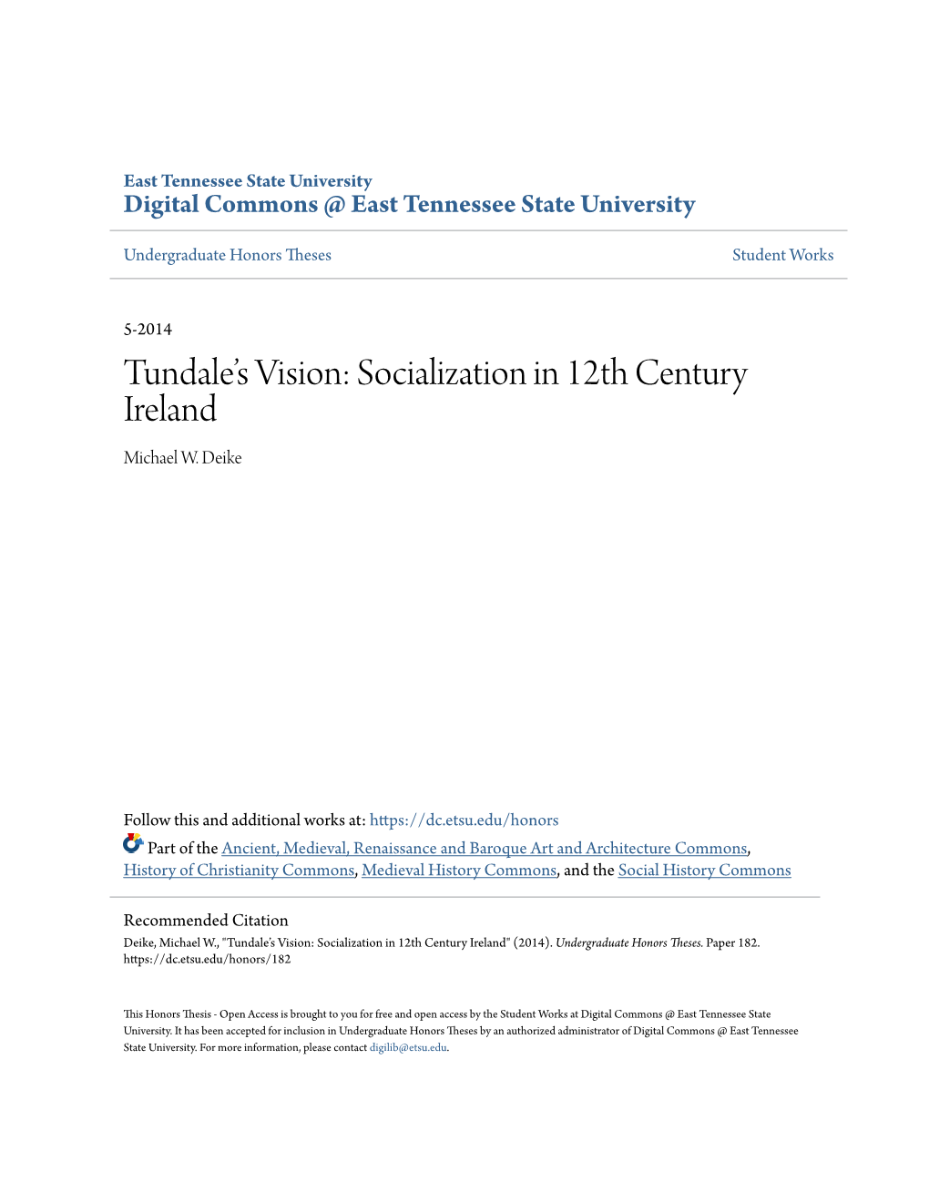 Tundale's Vision: Socialization in 12Th Century Ireland