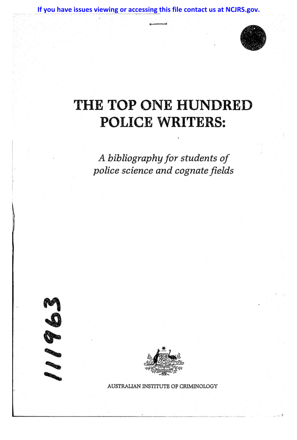The Top One Hundred Police Writers