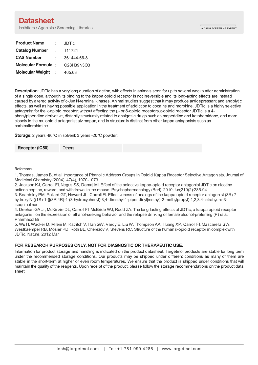 Datasheet Inhibitors / Agonists / Screening Libraries a DRUG SCREENING EXPERT