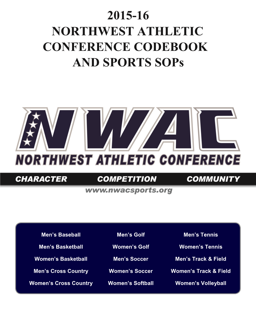 2015-16 Northwest Athletic Conference Codebook And