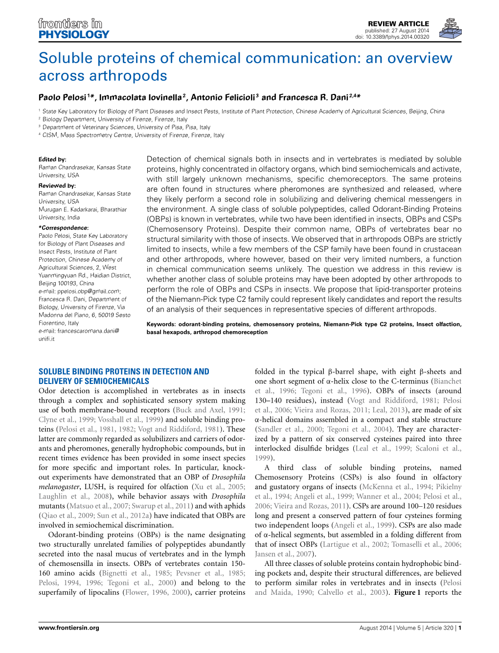 Soluble Proteins of Chemical Communication: an Overview Across Arthropods