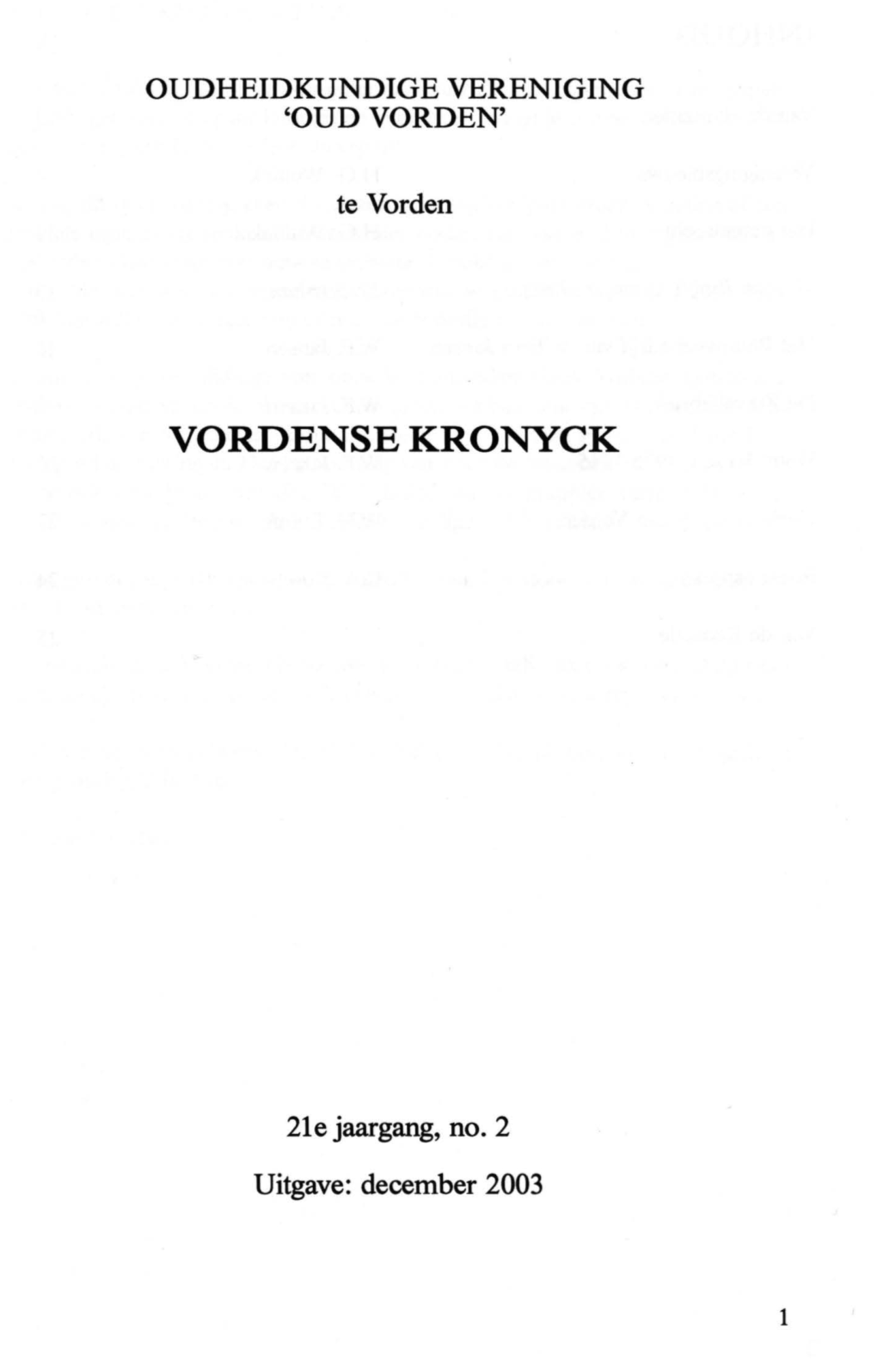 Vordense Kronyck