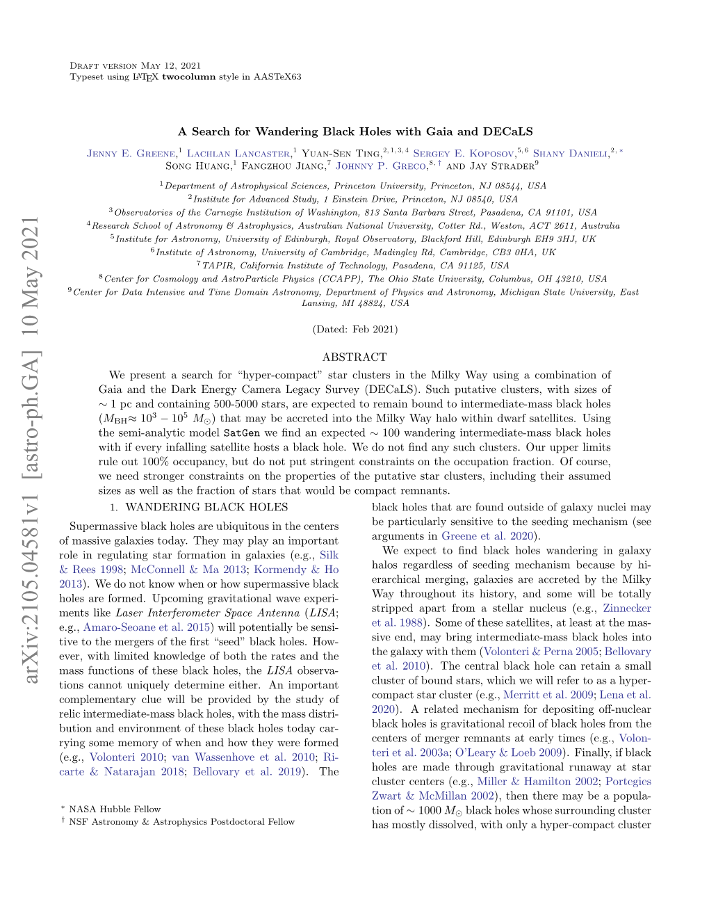 Arxiv:2105.04581V1 [Astro-Ph.GA] 10 May 2021 Tions Cannot Uniquely Determine Either