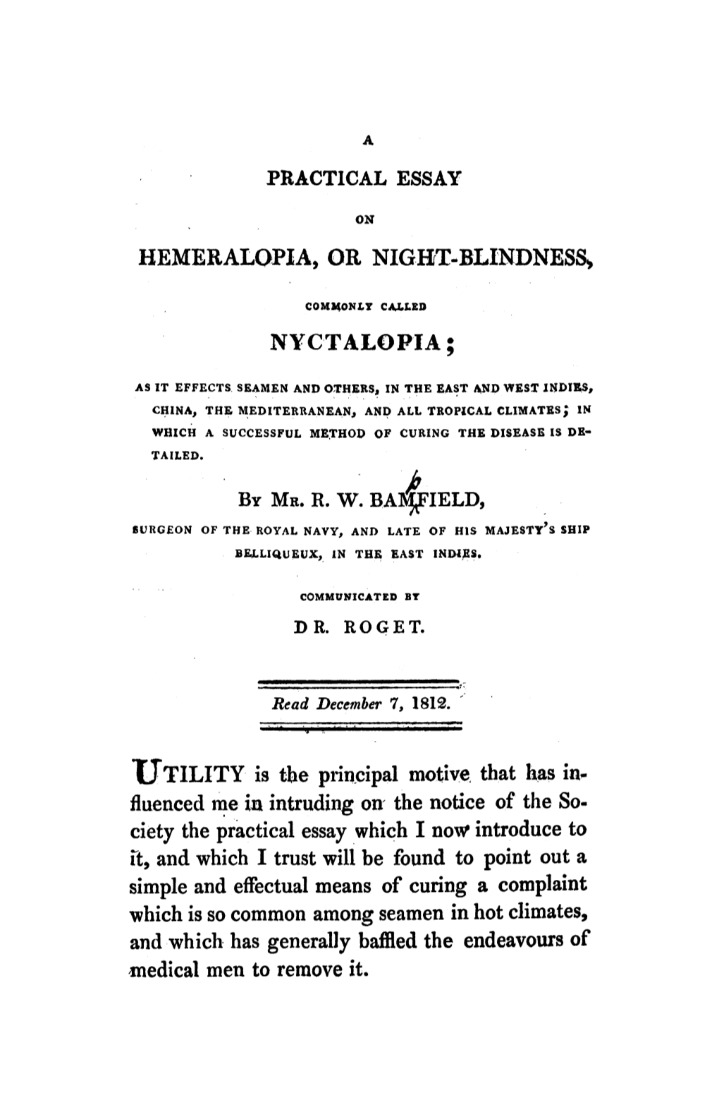 Hemeralopia, Or Night-Blindnesss