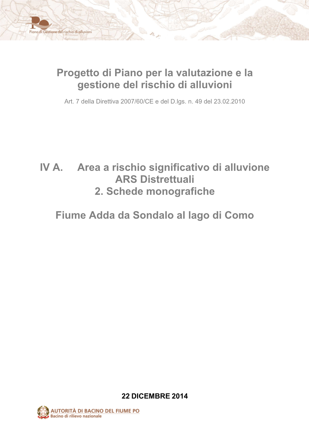 IV A. Area a Rischio Significativo Di Alluvione ARS Distrettuali 2