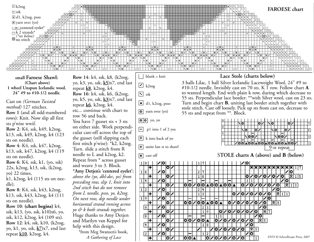 Small Faroese Shawl: FAROESE Chart STOLE Charts a (Above) and B